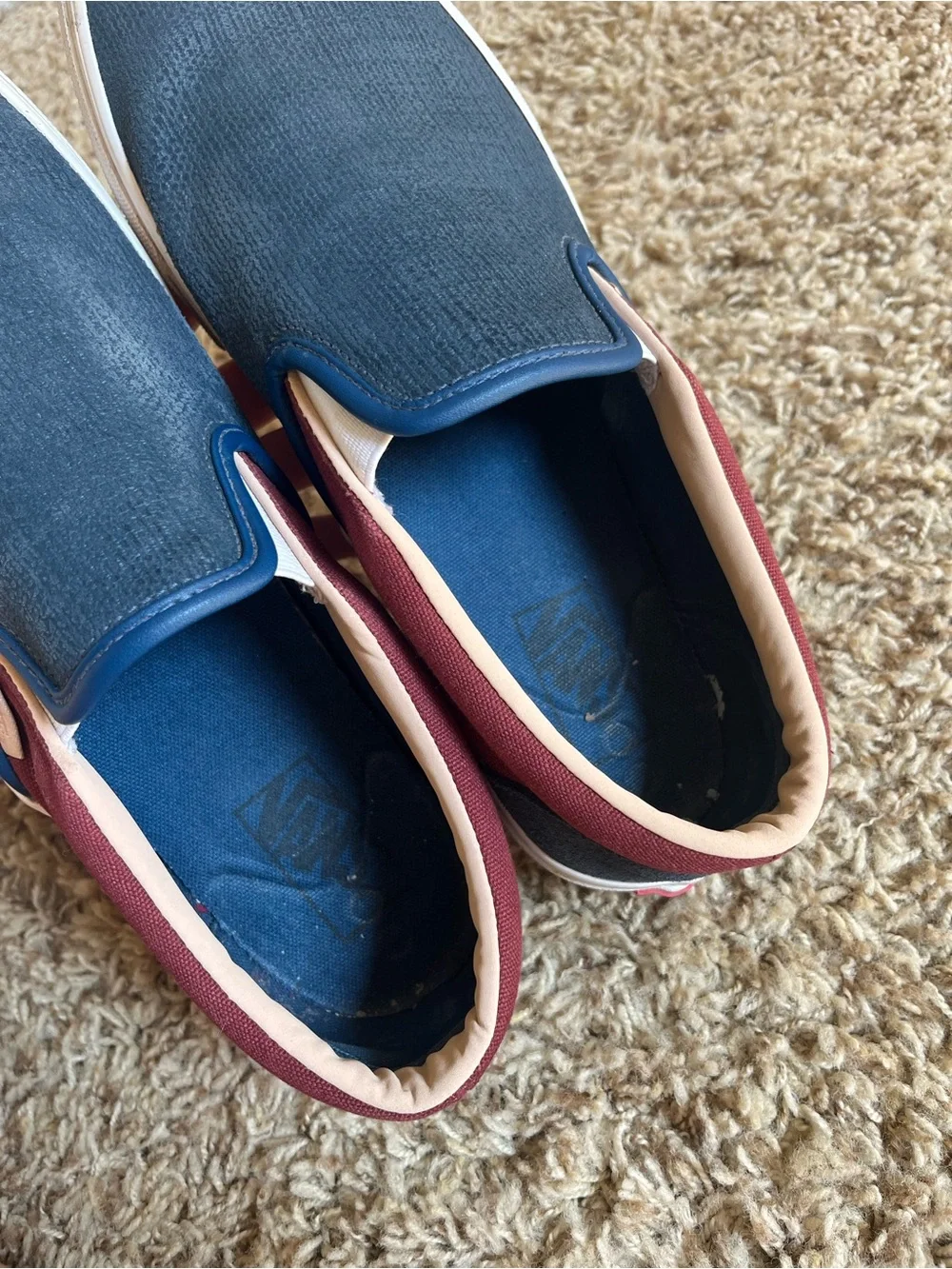 Vans Slip-On Loafers in Navy and Burgundy